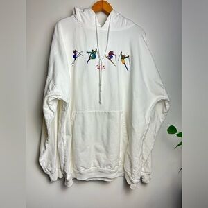 Crazy shirt Hawaii 80s 90s Vtg Vail Embroidery Hoodie sweatshirt white Size XL